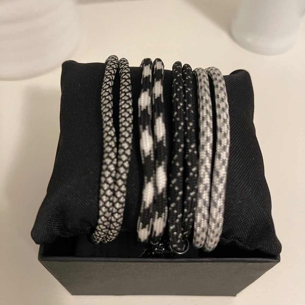Stylish Black and White Men’s Bracelet Set 4 piece